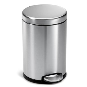 Image for simplehuman 1.2 Gallon Brushed Stainless Steel Round Step-On Trash Can from HD Supply