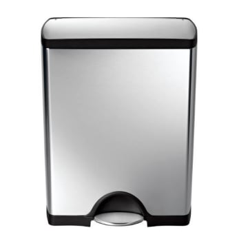 Image for Simplehuman 13.2 Gallon Fingerprint-Proof Brushed Stainless Steel Rectangular Step-On Trash Can from HD Supply