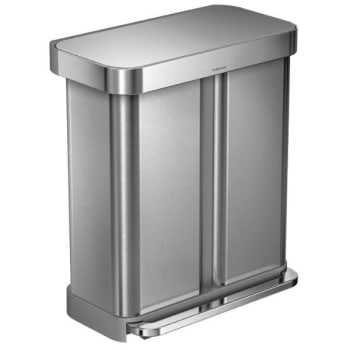 Simplehuman 15 Gal. Front Step-On Decorative Trash Can (B. Stainless Steel)