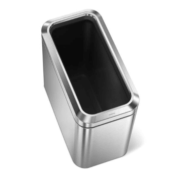 simplehuman 6.6 Gallon Stainless Steel Slim Open-Top Wastebasket/Trash Can