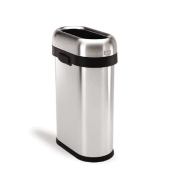 Image for Simplehuman 12 Gallon Brushed Stainless Steel Slim Open-top Oval Trash Can from HD Supply