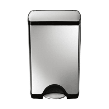 Image for Simplehuman 10 Gallon Brushed Stainless Steel Rectangular Front Step-On Trash Can W/ Lid from HD Supply