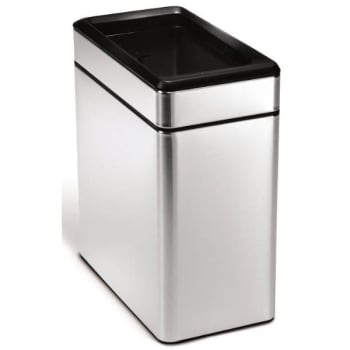 Image for Simplehuman 2.6 Gallon Brushed Stainless Steel Slim Open-top Wastebasket/trash Can from HD Supply
