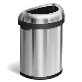 Image for Simplehuman 21 Gallon Brushed Stainless Steel Semi-Round Open-Top Trash Can from HD Supply