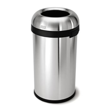 Simplehuman 16 Gallon Brushed Stainless Steel Bullet Open-Top Round Trash Can