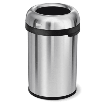 Image for Simplehuman 30 Gallon Brushed Stainless Steel Bullet Open-Top Round Trash Can from HD Supply