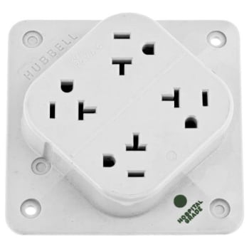 Image for Hubbell Wiring 20 Amp 125-Volt 5-20r 4-Plex Hospital Grade Receptacle, White from HD Supply
