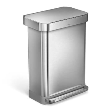 Image for Simplehuman 15 Gal. Front Step-On Decorative Trash (Stainless) from HD Supply