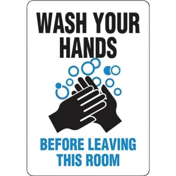 Emedco® "Wash Your Hands Before Leaving This Room" Eco Plastic Sign, 10"H X 7"W