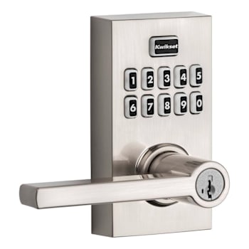 Kwikset SmartCode 917 Contemporary Keypad Electronic Halifax Lever in Satin Nickel