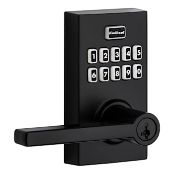 Kwikset SmartCode 917 Contemporary Keypad Electronic Halifax Lever in Matte Black