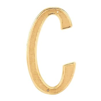 4 In. House Letter C, Diecast, Brass Finish, Package Of 2