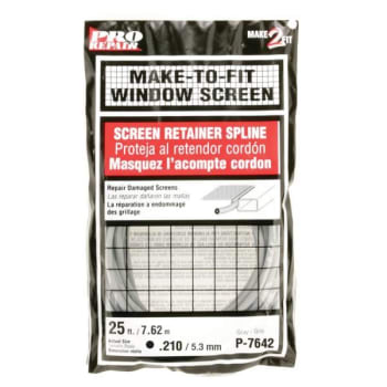 Make 2 Fit Screen Retainer Spline, 25 Ft, Gray, Pack Of 25