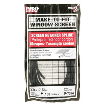 Image for Make 2 Fit Screen Retainer Vinyl Spline, 0.180 In. Round, Black, 25 Ft. Per Roll from HD Supply