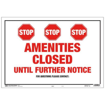 Image for Hy-Ko Stop Amenities Closed Jumbo Plastic Sign, 13 X 13, Package Of 10 from HD Supply