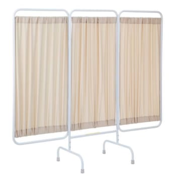 R&b Wire™ 3 Panel Stationary Privacy Screen Room Divider, Antimicrobial Beige Fabric Panels