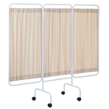 Image for R&b Wire™ 3 Panel Mobile Privacy Screen Room Divider, Antimicrobial Beige Fabric Panels from HD Supply