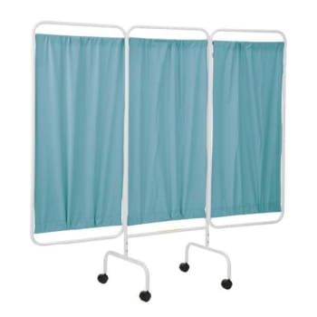 Image for R&b Wire™ 3 Panel Mobile Privacy Screen Room Divider, Antimicrobial Blue Vinyl Panels from HD Supply