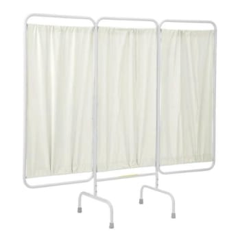 Image for R&b Wire™ 3 Panel Stationary Privacy Screen Room Divider, Antimicrobial Cream Vinyl Panels from HD Supply