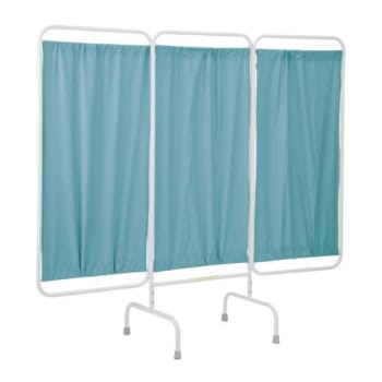 Image for R&b Wire™ 3 Panel Stationary Privacy Screen Room Divider, Antimicrobial Blue Vinyl Panels from HD Supply