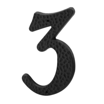 3 In. House Number 3, Plastic, Black With Nails, Package Of 2