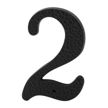 3 In. House Number 2, Plastic, Black With Nails, Package Of 2
