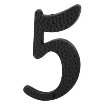 3 In. House Number 5, Plastic, Black With Nails, Package Of 2