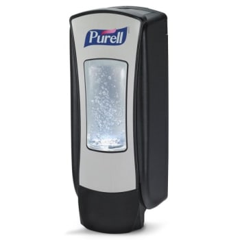 PURELL® ADX-12 Push-Style Sanitizer Dispenser, Chrome/Black, For 1200 mL ADX-12 Hand Sanitizer Refills