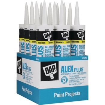 Dap® 10.1 Oz Alex Plus Siliconized Acrylic Caulk, White, 12-Count