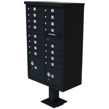 Florence Mfg Cluster Box Unit-16 Mailboxes 2 Parcel Locker, Black