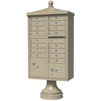 Florence Mfg Cluster Box Unit-16 Mailboxes With Traditional Accessories, Sand