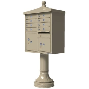 Florence Mfg Cluster Box Unit-8 Mailboxes With Traditional Accessory, Sandstone