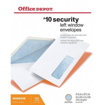 Office Depot® Brand Security Window Envelopes, Box Of 500