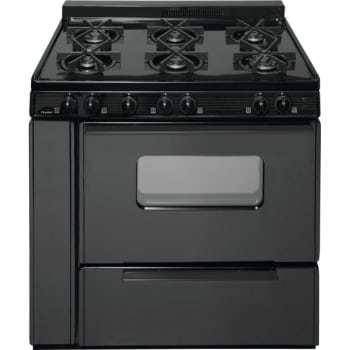Image for Premier® 36" Cordless Gas Range W/ 6 Burners, Oven Window, 3.9 Cu Ft In Black from HD Supply
