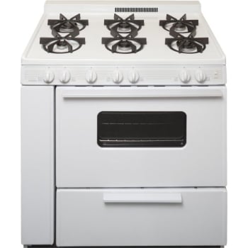 Image for Premier® 36" Cordless Gas Range W/ 6 Burners, Oven Window, 3.9 Cu Ft In White from HD Supply