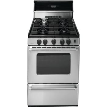 Image for Premier® 24 In. 2.9 Cu. Ft. 4 Burner Gas Freestanding Range W/10" Backguard & Clock-Timer, Manual Clean, Stainless Steel, ADA from HD Supply