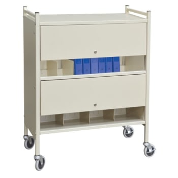 Omnimed Beige Versa Locked Cabinet Style Moble Rack With Two Shelves