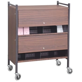 Omnimed Woodgrain Versa Locked Cabinet Style Moble Rack With Two Shelves