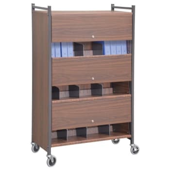 Omnimed Woodgrain Versa Locked Cabinet Style Moble Rack With Three Shelves