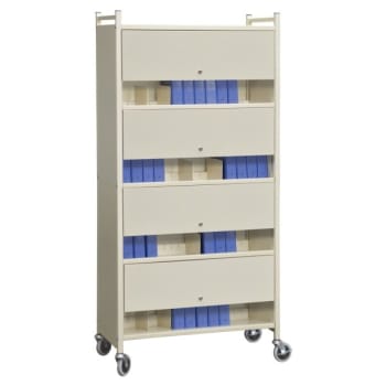 Omnimed Beige Versa Locked Cabinet Style Moble Rack With Four Shelves