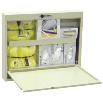 Omnimed Beige Self Close PPE Isolation Wall Desk
