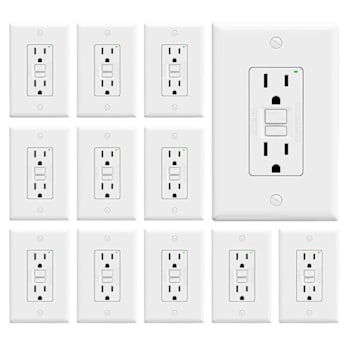Maintenance Warehouse 15 Amp 125-Volt Self-Test Gfci Receptacle With Wall Plate In White 12-Pack