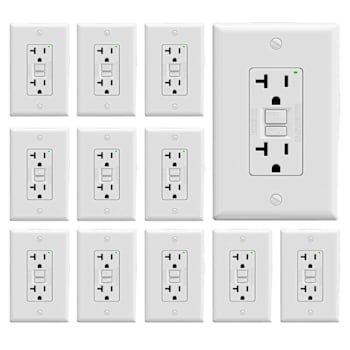Maintenance Warehouse 20 Amp 125-Volt Self-Test Gfci Receptacle With Wall Plate In White 12-Pack