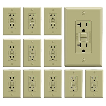 Maintenance Warehouse 20 Amp 125-Volt Self-Test Gfci Receptacle With Wall Plate In Ivory 12-Pack