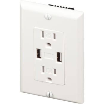 Image for Maintenance Warehouse® 15A Duplex Standard Outlet w/ 2 USB Ports (White) from HD Supply