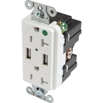 Image for Hubbell® 20 Amp 125 Volt Hospital-Grade Duplex Standard Outlet W/ Type A Usb Charger (White) from HD Supply