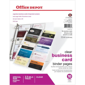 Image for Office Depot® Brand Business Card Binder Pages, 8-1/2" X 11", Clear, Pack Of 10 from HD Supply