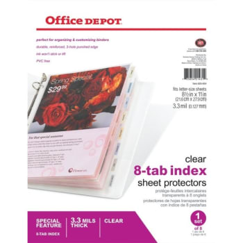 Image for Office Depot® Brand Tabbed Sheet Protectors, Clear, 8-Tab Set Package Of 8 from HD Supply