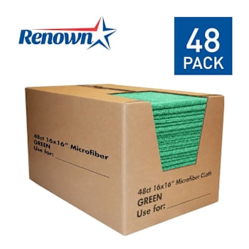 Renown Absorbent Microfiber Cleaning Cloth, Green, Case Of 48