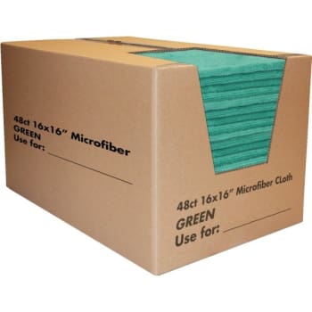 Maintenance Warehouse® Absorbent Microfiber Cleaning Cloth (48-Case) (Green)